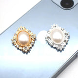10Pcs Alloy Diamond Oval Pearl Accessories DIY Clothing Hair Jewelry