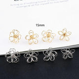 15mm Vintage Petal Stud Earrings Double Flowers 10pcs
