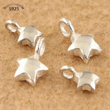 2pcs 925 Sterling Silver Star Pentagram Pendant for DIY Jewelry Making