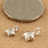 2pcs 925 Sterling Silver Star Pentagram Pendant for DIY Jewelry Making