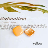 Enamel Square Alloy Stud Earring Components for DIY Jewelry 6pcs