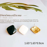 Enamel Square Alloy Stud Earring Components for DIY Jewelry 6pcs
