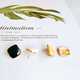 Enamel Square Alloy Stud Earring Components for DIY Jewelry 6pcs
