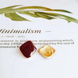 Enamel Square Alloy Stud Earring Components for DIY Jewelry 6pcs