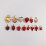 10pcs Alloy Strawberry Pendants for DIY Jewelry Making