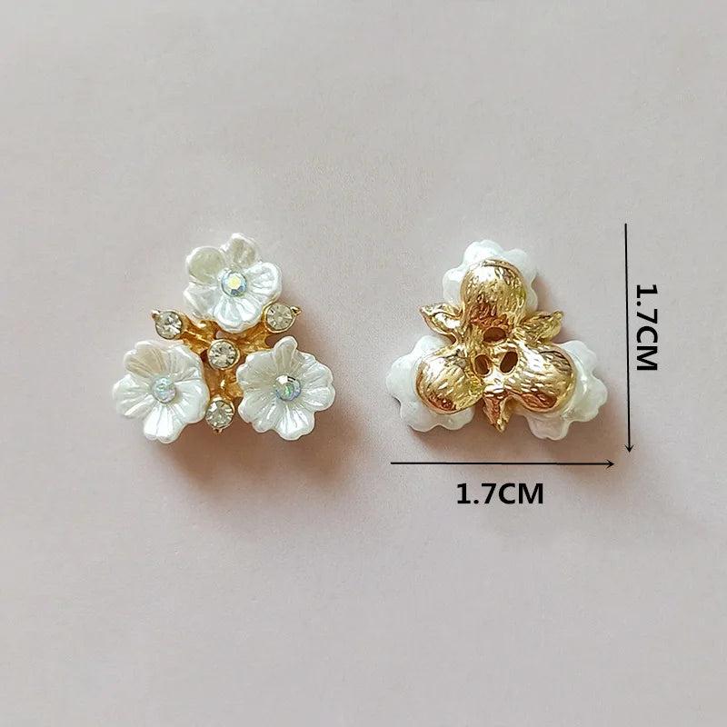 10pcs 17mm Metal Alloy Flowers Inlay Crystal Flowers Charm for Jewelry Making
