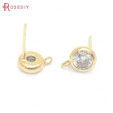 6PCS 7MM Brass Zircon Stud Earrings Pins Jewelry Making DIY Supplies