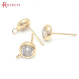 6PCS 7MM Brass Zircon Stud Earrings Pins Jewelry Making DIY Supplies