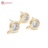 6PCS 7MM Brass Zircon Stud Earrings Pins Jewelry Making DIY Supplies