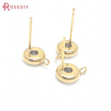 6PCS 7MM Brass Zircon Stud Earrings Pins Jewelry Making DIY Supplies