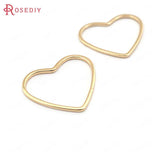 20PCS 21*18.5MM 24K Brass Heart Shape Closed Rings Connect Rings