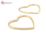 20PCS 21*18.5MM 24K Brass Heart Shape Closed Rings Connect Rings