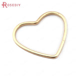 20PCS 21*18.5MM 24K Brass Heart Shape Closed Rings Connect Rings