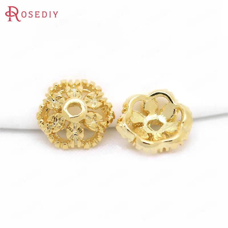 20PCS 7MM 24K Plated Brass Beads Caps for DIY Jewelry Findings