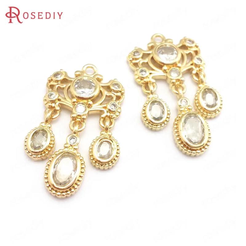 Champagne Brass Zircon Earrings Charms Jewelry Making DIY Findings