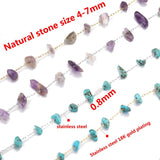1m Stainless Steel Natural Stone Chains for DIY Jewelry Making