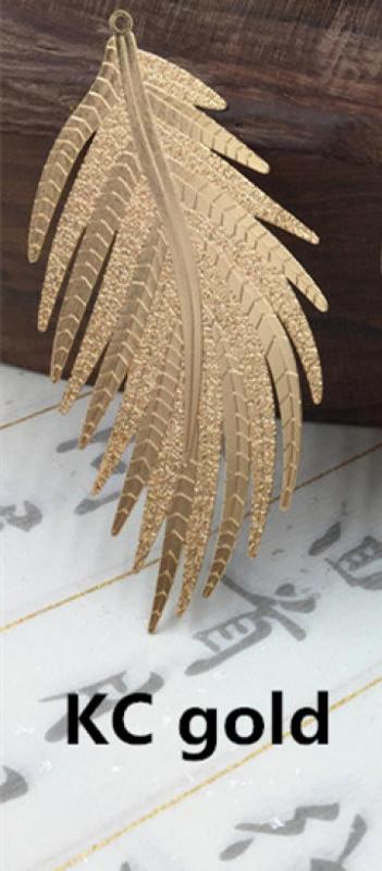 10 PCS Metal Copper Filigree Feather Pendant For Jewelry Making