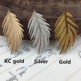 10 PCS Metal Copper Filigree Feather Pendant For Jewelry Making