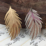 10 PCS Metal Copper Filigree Feather Pendant For Jewelry Making