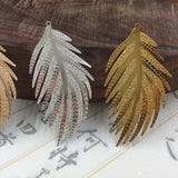 10 PCS Metal Copper Filigree Feather Pendant For Jewelry Making