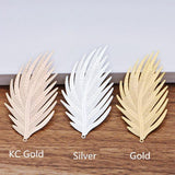 10 PCS Metal Copper Filigree Feather Pendant For Jewelry Making
