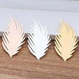 10 PCS Metal Copper Filigree Feather Pendant For Jewelry Making