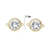 4PCS 5.5MM 14K Brass Round Connect Charms with Zircon