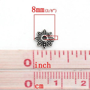Bead Caps Flower Silver 8x8mm 200PCs