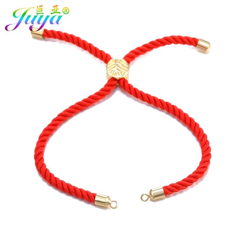 Red Macrame Thread Metal Chains for Charms Bracelet Making