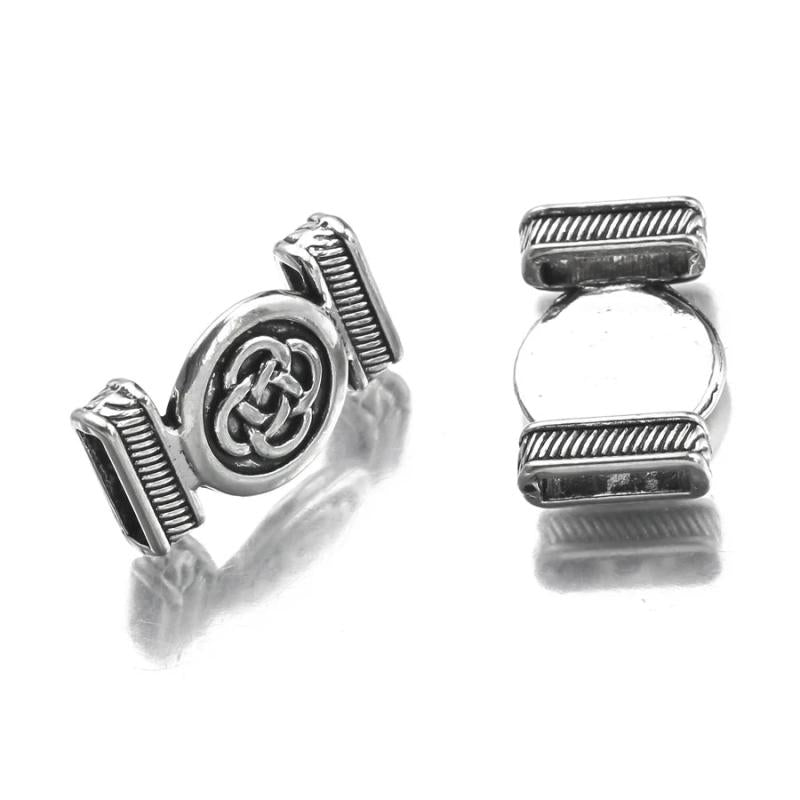 10Pcs Tibetan Silver Round Slider Spacer for Licorice Leather Bracelets