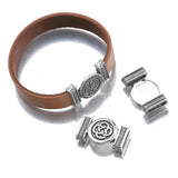 10Pcs Tibetan Silver Round Slider Spacer for Licorice Leather Bracelets