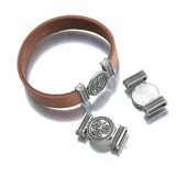 10Pcs Tibetan Silver Round Slider Spacer for Licorice Leather Bracelets