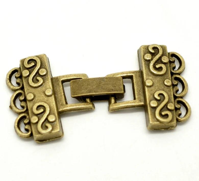 5 Sets Antique Bronze End Caps for DIY Bracelets/Necklace Making 4.6x2.3cm