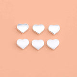 2pcs 925 Sterling Silver Heart Spacer Beads Jewelry Findings