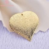 10PCS 23MM 24K Brass Heart Charms Pendants Jewelry Making Findings