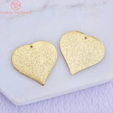 10PCS 23MM 24K Brass Heart Charms Pendants Jewelry Making Findings