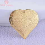 10PCS 23MM 24K Brass Heart Charms Pendants Jewelry Making Findings