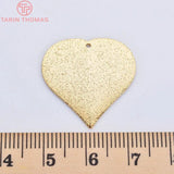 10PCS 23MM 24K Brass Heart Charms Pendants Jewelry Making Findings