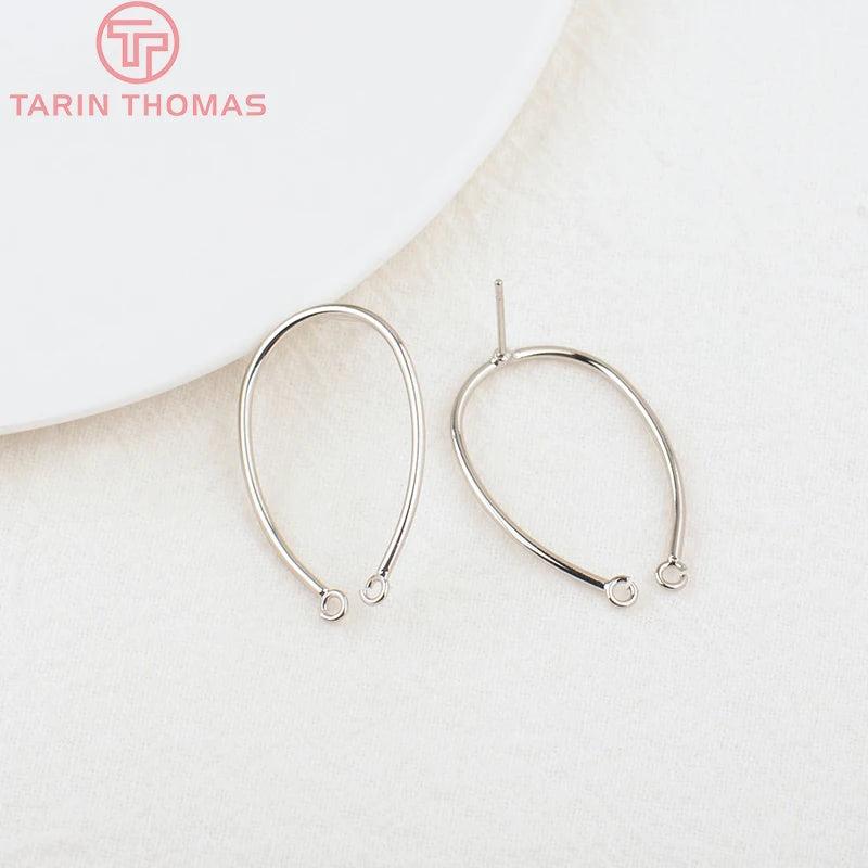 6PCS 30*20MM 24K Brass Oval Shape Earrings Loop Jewelry Findings