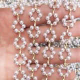 1M Pearl Beaded Chain Flower Bead Copper Necklace for DIY