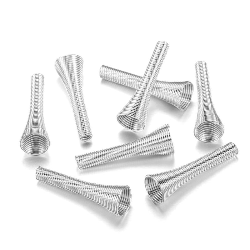 50pcs 27.5mm Spring Beads Caps Metal Tube Caps UF2019