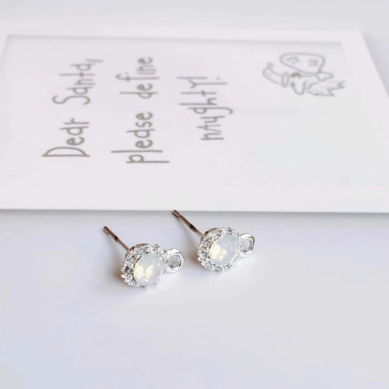 Rhinestone K Plated Stud Earrings DIY Jewelry Component