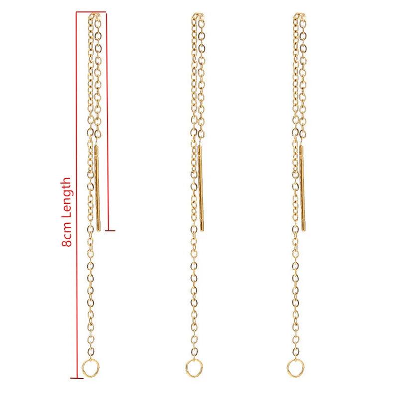 10pcs Stainless Steel Tassel Chain Drop Earrings