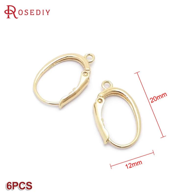 24K Brass French Style Oval Earrings Hoops Clips DIY Jewelry Findings