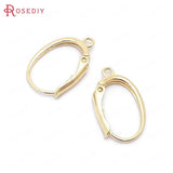 24K Brass French Style Oval Earrings Hoops Clips DIY Jewelry Findings