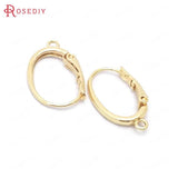 24K Brass French Style Oval Earrings Hoops Clips DIY Jewelry Findings