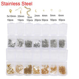 Stainless Steel Lobster Clasps Jump Rings Earring Hooks Extender Chain Set