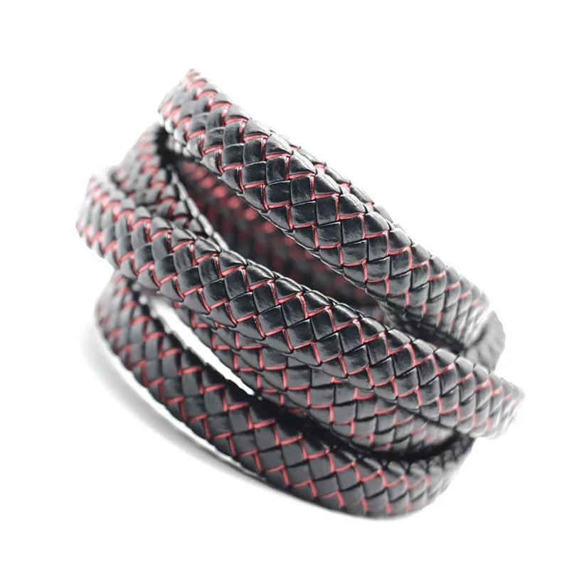 1m Brown Red Braided Leather Cord 12mm Bracelet Clasp Jewelry Findings