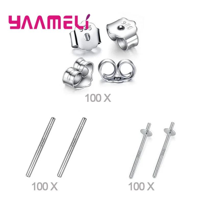 925 Sterling Silver Thread Hoop Stud Earrings Findings DIY Accessories