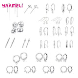 925 Sterling Silver Thread Hoop Stud Earrings Findings DIY Accessories